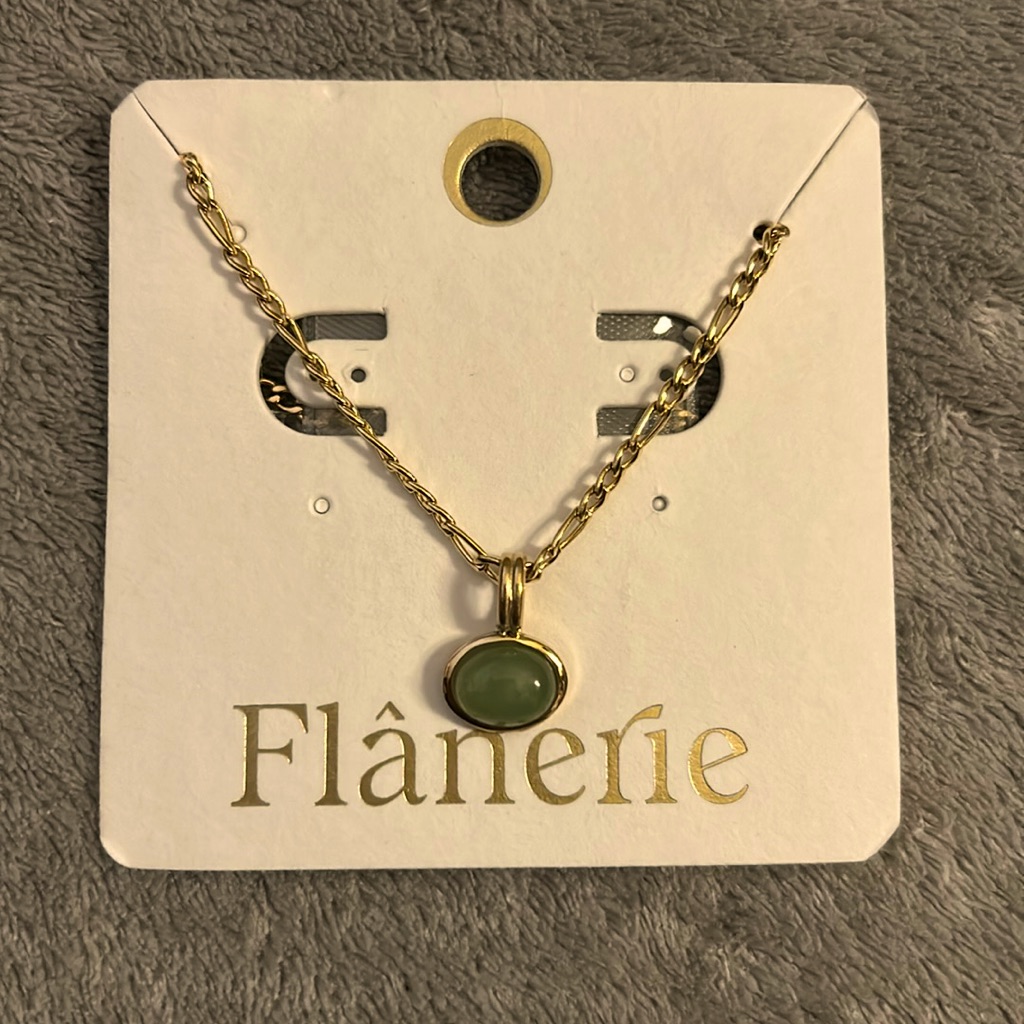 Flanerie Gold Necklace With Green Stone 25$